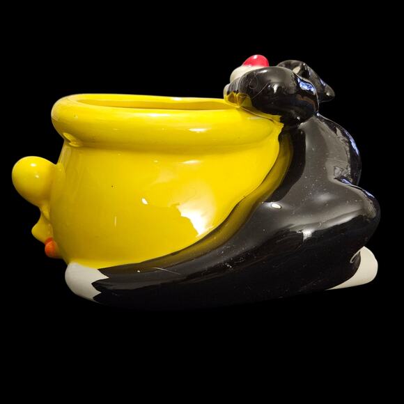 Sylvester & Tweety Looney Tunes Ceramic Planter Pot Holder Warner Bros 2003 - Picture 3 of 7